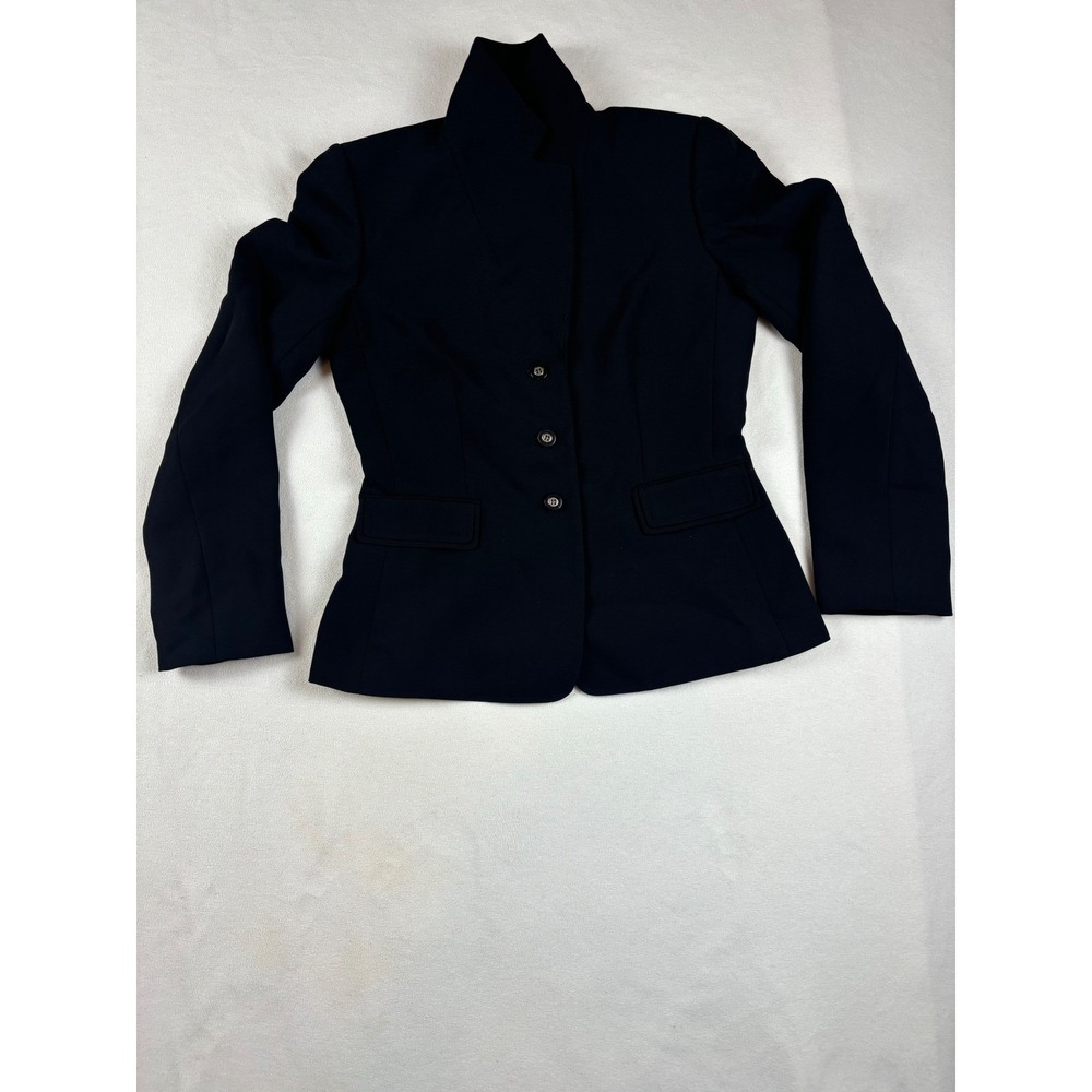 Tahari Arthur S. Levine Womens Black Stand‎ Collar 3-Button Blazer Jacket Size 4